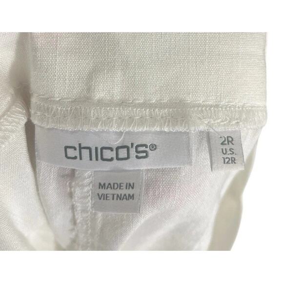 Chico’s Wide Leg Pants White Linen 2R 12 Career Quiet Luxury Bridal Office - Picture 12 of 12